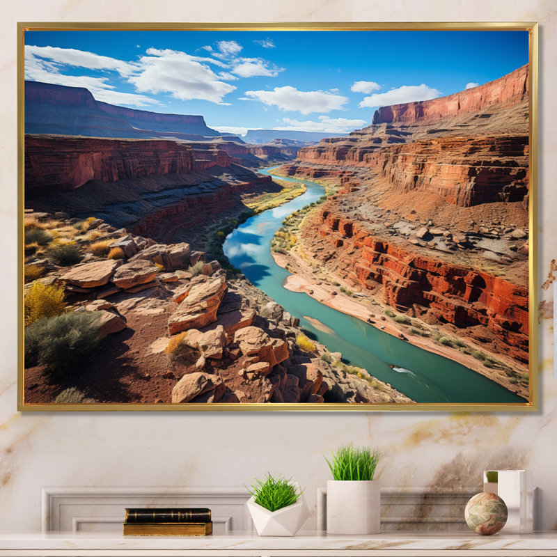 «USA Grand Canyon Majesty», art sur toile États-Unis, H 12 po x l 20 po x P 1 po, Cadre flottant doré