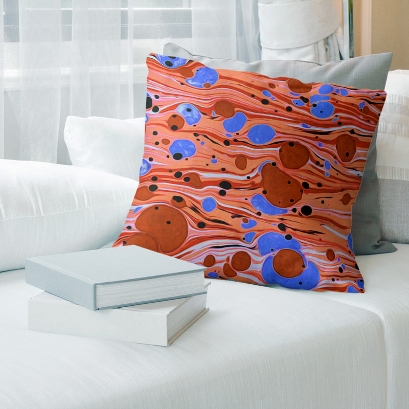 Katelyn Elizabeth Geometric Linen Reversible Throw Pillow, 14" x 14", No Fill, Orange/Blue