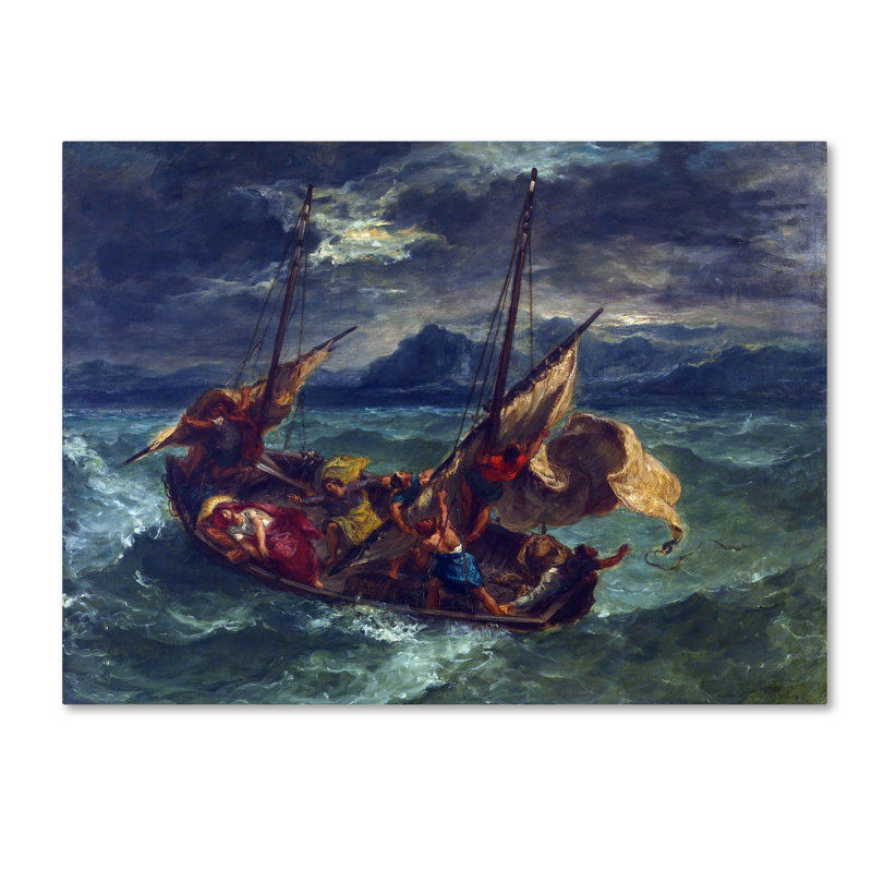 « christ on the sea of galilee » par print sur toile tendue Eugene Delacroix, H 35 po x l 47 po