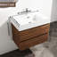 Meuble-lavabo de salle de bain 30 po avec lavabo en résine et 2 tiroirs à fermeture en douceur. Fixé au mur, style contemporain. Fabrication moderne en contreplaqué. Base-1537931417-1537931419