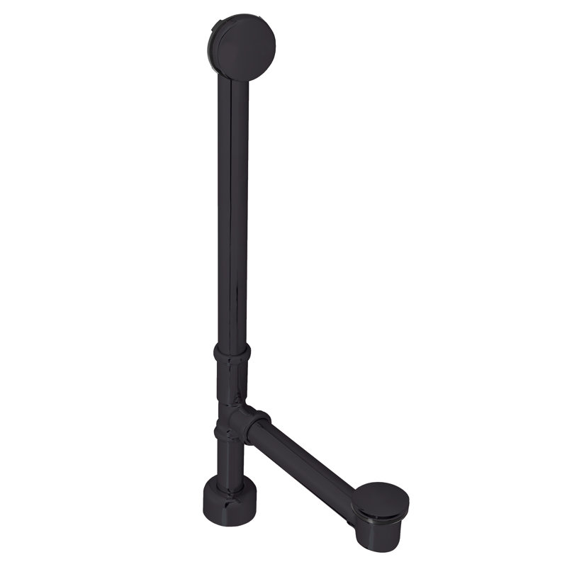 22" 17 Gauge Brass Tip-Toe Bathtub Leg Drain Assembly with No-Hole Overflow, Matte Black