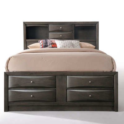 Ireland Grey Oak Finish Queen Bed W/Storage