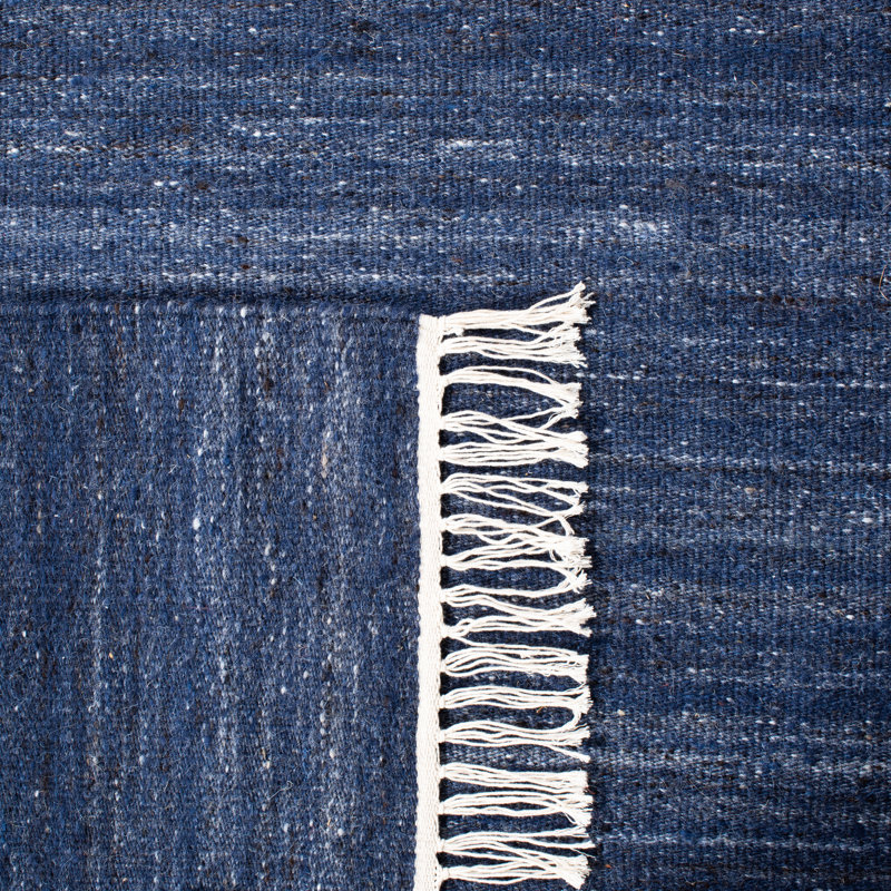 Rubinstein Hand Loomed Wool/Cotton Striped Rug in Navy, Rectangle 8' x 10'