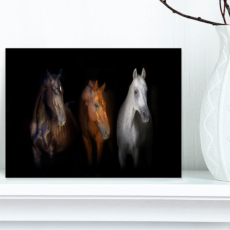 «Black Red and White Horses», impression sur toile tendue, H 16 po x l 32 po