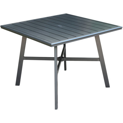 Square Metal Outdoor Bistro Table With Umbrella Hole , in. W in. D