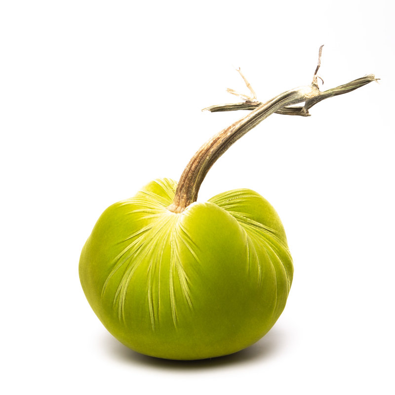 Chartreuse Silk Velvet Pumpkin, 13'' H X 12'' W X 12'' D
