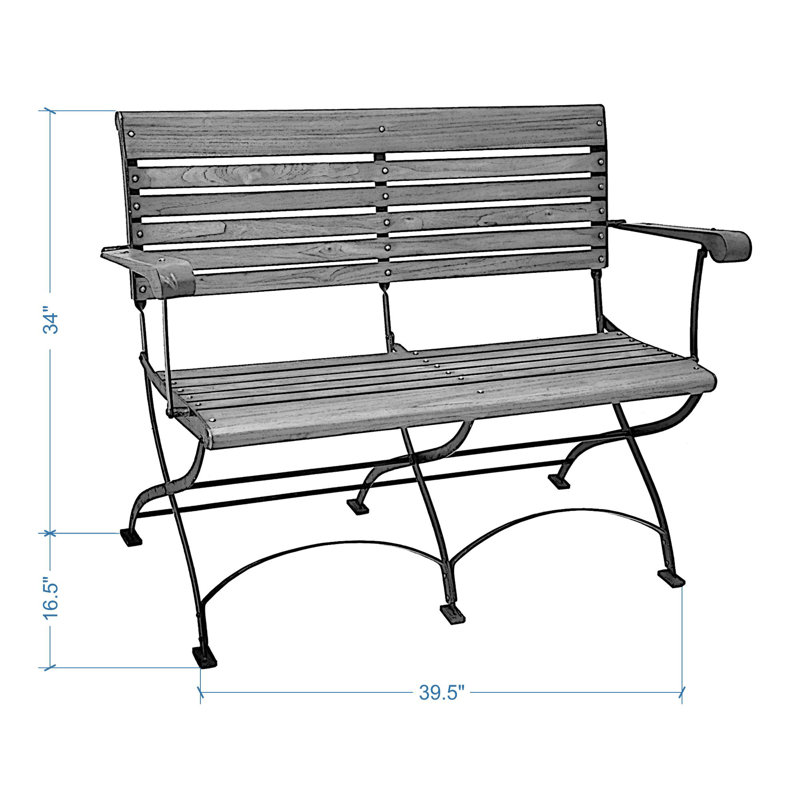 Banc d'extérieur en teck et fer Rayne