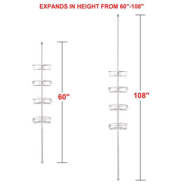 Steel L Shaped Tension Pole Caddy Chrome - Made By Design 1 ct