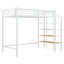 Lit mezzanine simple en métal avec grille de rangement supérieure et échelle de rangement latérale, blanc