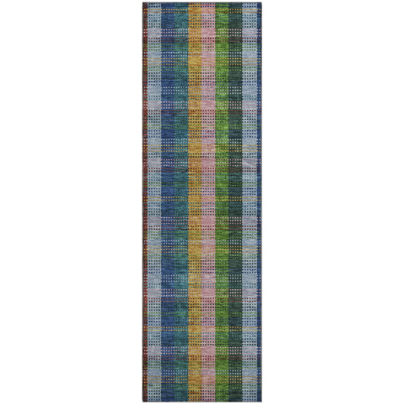 Premium Machine Washable Prisco Navy Rug, Runner 2'3" x 7'6"