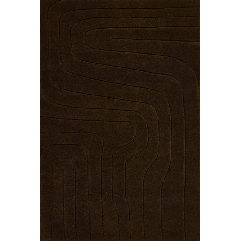 Tapis brun en laine touffeté à la main Aelin, Rectangulaire 8 pi x 10 pi