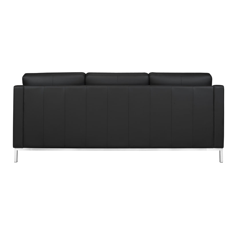Canapé en cuir véritable à accoudoirs encastrés 79 po Kase, Cuir véritable noir