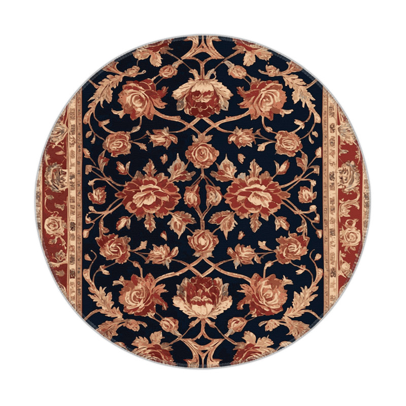 Tapis d'intérieur et d'extérieur brun Persian, Rond 5 pi