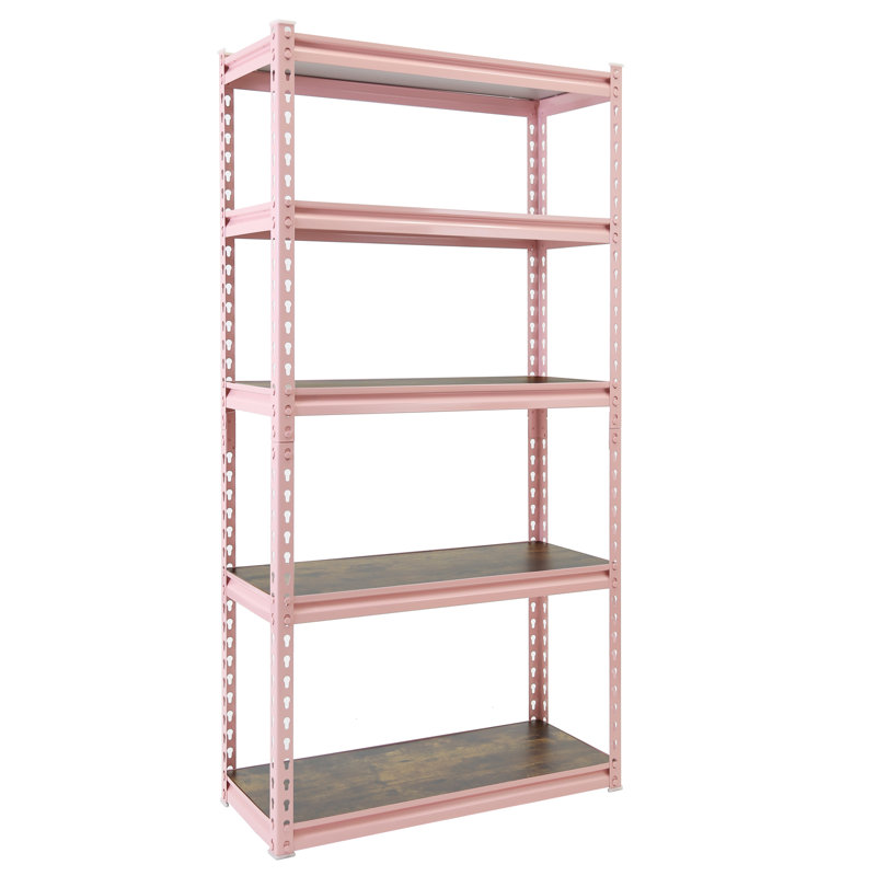 Omere Iron Height -Adjustable Shelving Unit, Pink, 72" H x 36" W x 18" D