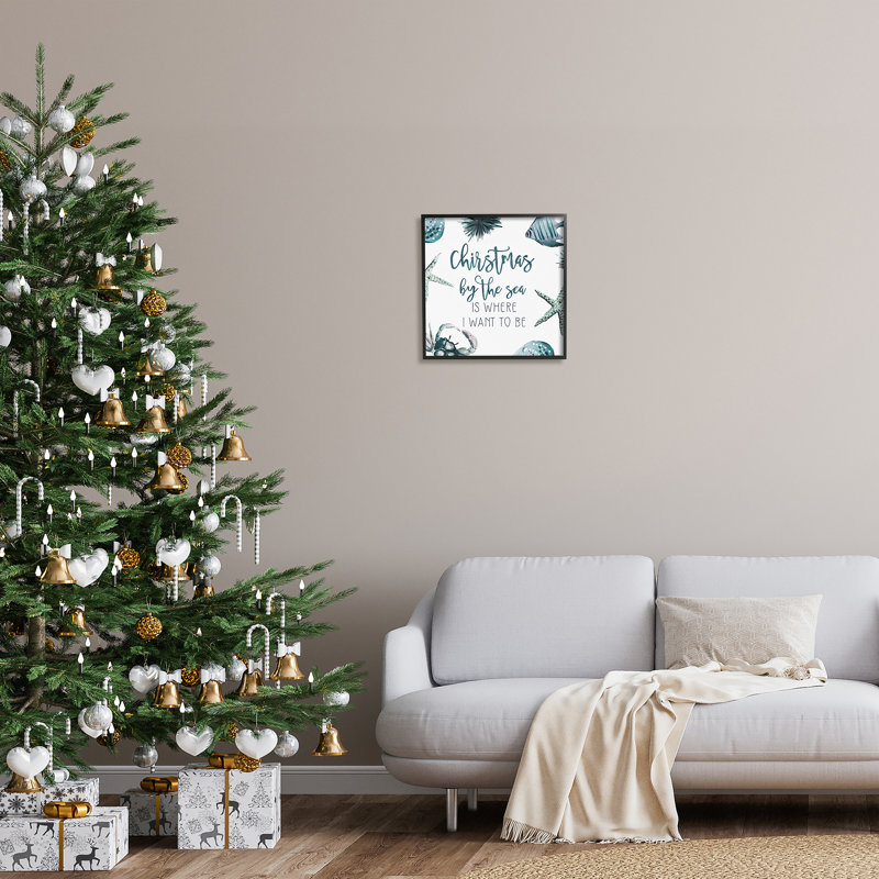 Noël nautique par Ziwei Li, Giclée encadrée noir minuit, H 17 po x l 17 po