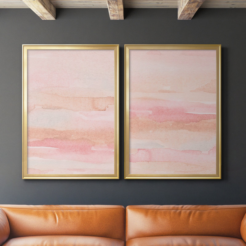 «Rose Fade I», toile encadrée de qualité supérieure - prête à être accrochée, Or, H 42,5 po x l 61 po