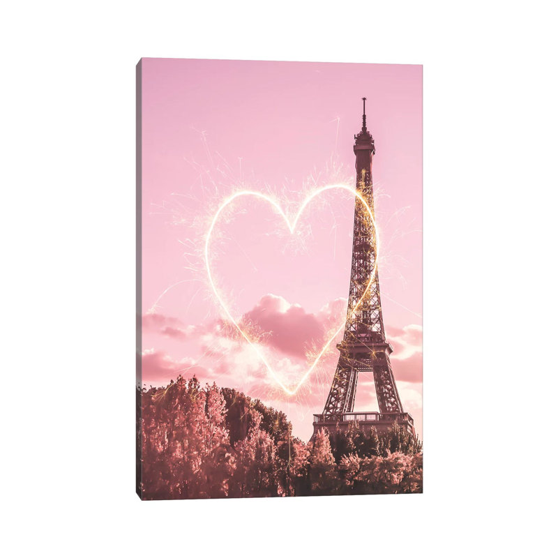 Paris Heart - Print on Canvas, 101.6cm H x 66.04cm W x 3.81cm D, Wrapped Canvas