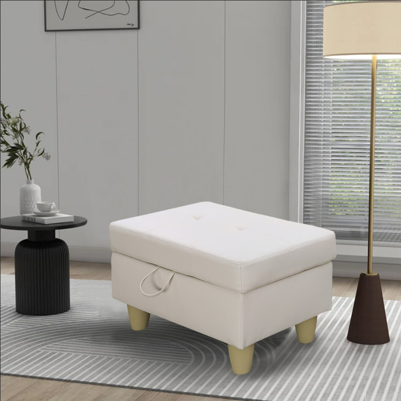 Faux Leather Upholstered Storage Bench, White