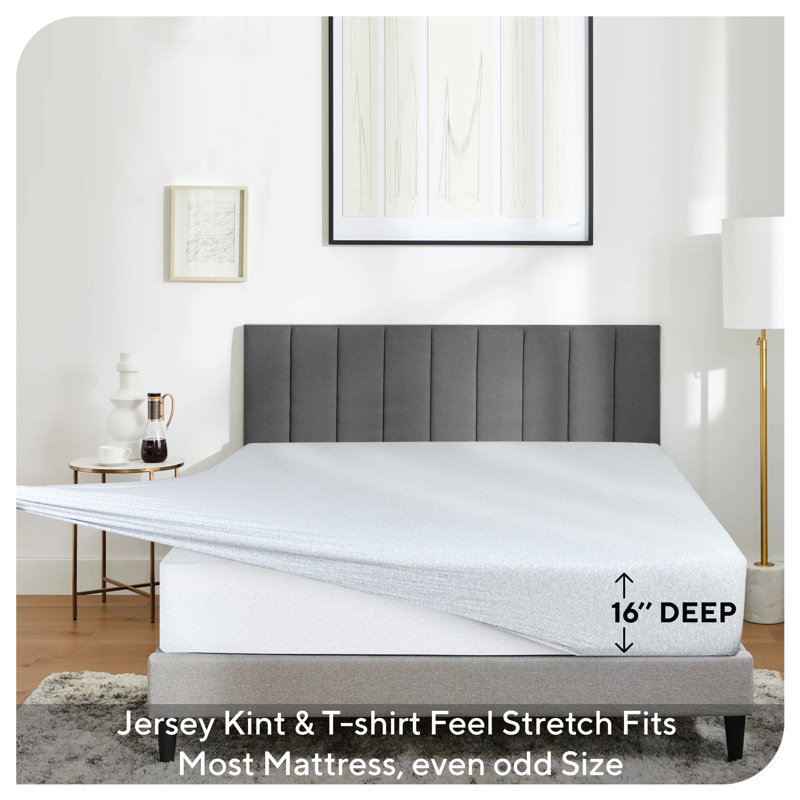 Ensemble de draps en jersey respirant 100% jersey de coton respirant | Toutes saisons, gris clair, Gris clair