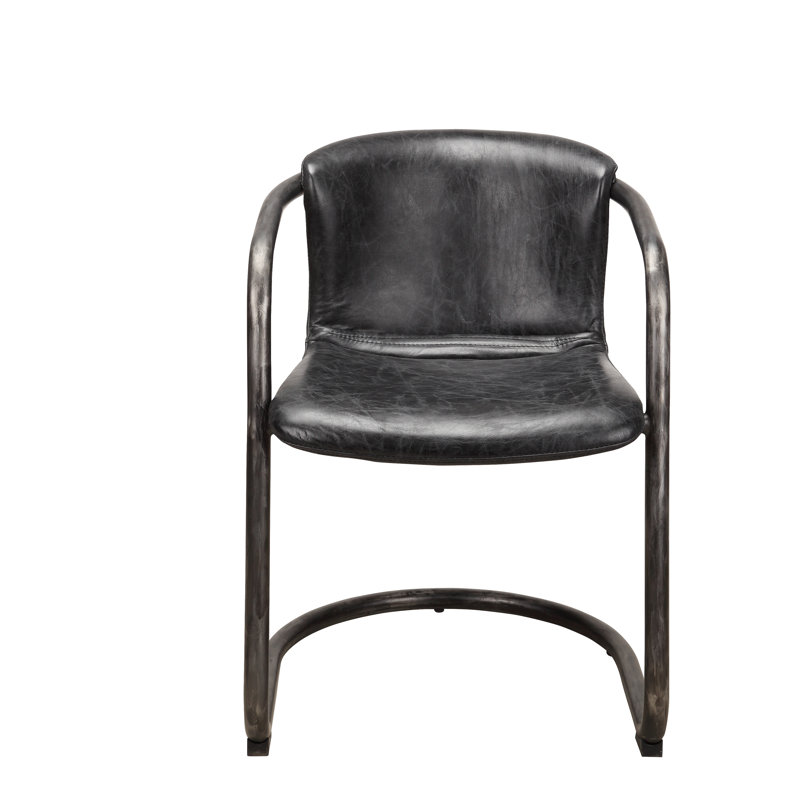 Freeman Bar Stool, Black Genuine Leather