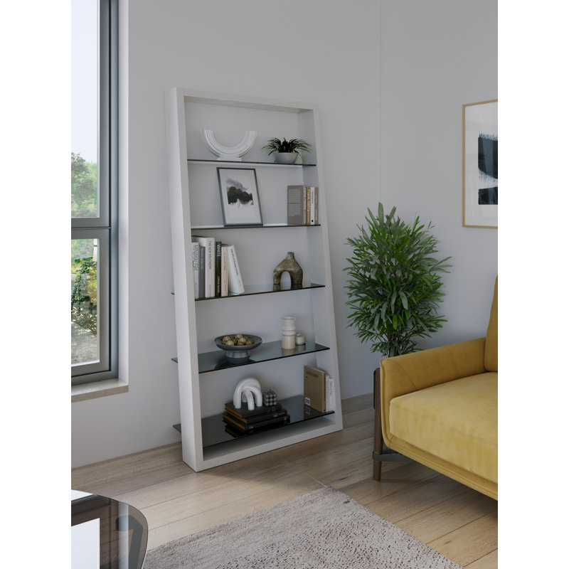 Eileen Blanc 74" H x 34.25 W Ladder Bookcase, Satin White