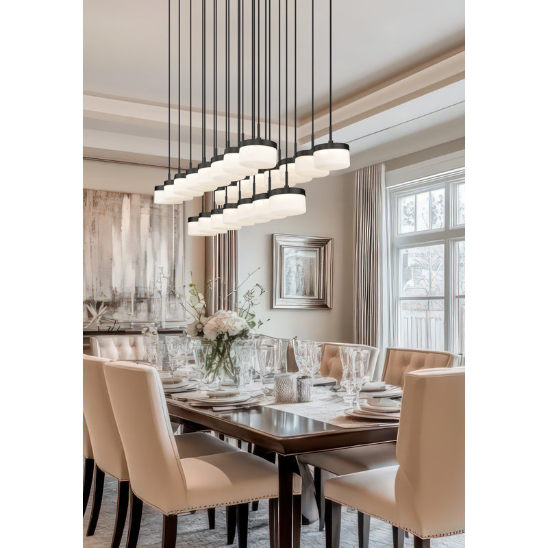 Lustre linéaire noir mat 23 lumières, Noir mat