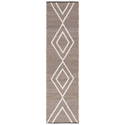 Ahaan Natural Fiber Flat Weave Jute Wool/Cotton Southwestern Rug in Natural/Ivory