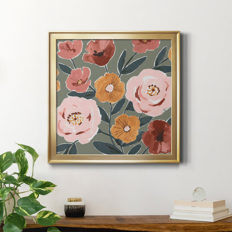 Toile encadrée Fair Flowers I-Premium - prête à être accrochée, H 17,5 po x l 17,5 po x P 1,5 po, Cadre doré