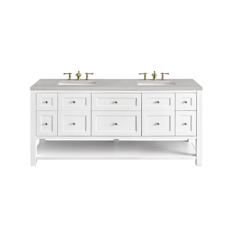 Breckenridge 72'' W Double Vanity, Bright White, 8" Widespread, Tajnar Eclos