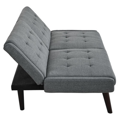 Convertible Futon Sofa Bed, 63" Sleeper Couch with 5-Position Adjustable Backrest, Modern Loveseat for Small Spaces, Guest Bed & Living Room