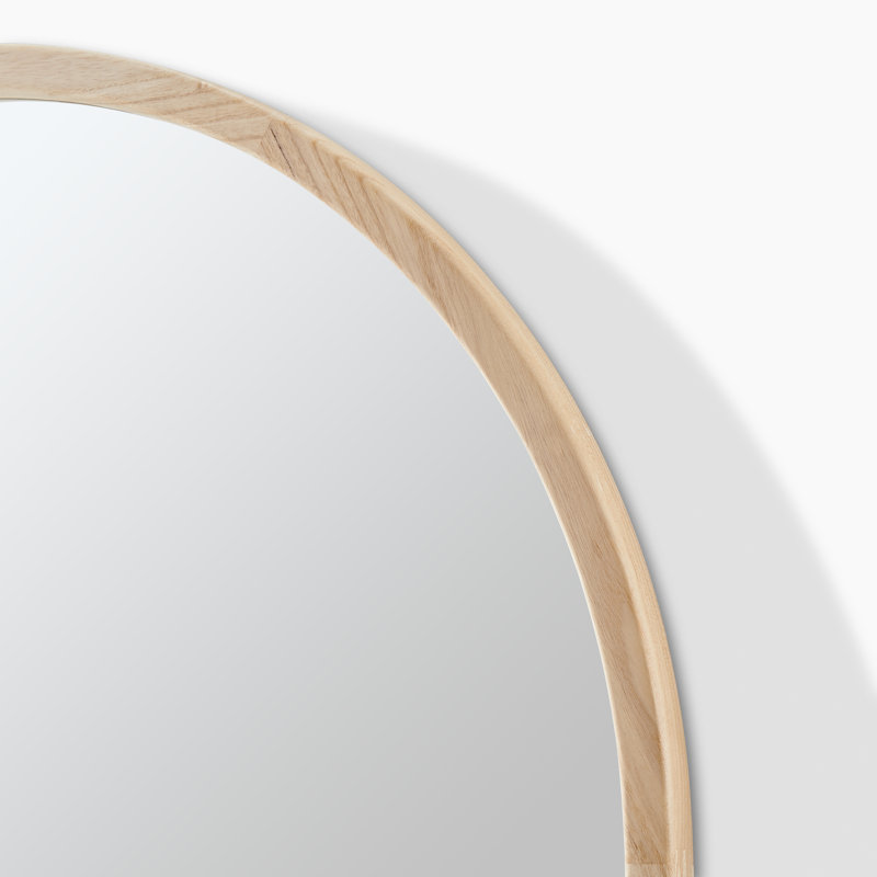 Alessandrino Solid Wood Freestanding Overmantle Arch Mirror - Simple Mid Century Design, Oak