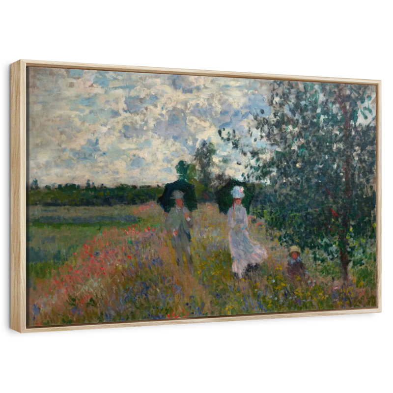 En promenade près d'Argenteuil, Cadre flottant en bois naturel, 43 po x 29 po