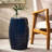 Dark Blue Iron Side Table With Exquisite Lace Cut, 12.07"X12.07"X17.67", For Outdoor And Indoor Use, No Assembly Cut Patio Table, 12.07In X 17.67In, Modern,