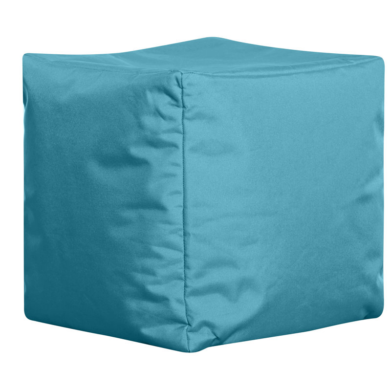  Moseley 16" Square Bean Bag Pouf Ottoman, Water-Repellent, Turquoise