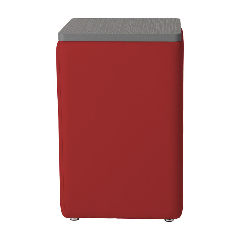 Pro Series Upholstered Square Ottoman Table with Tech Panel, Red/Cosmic