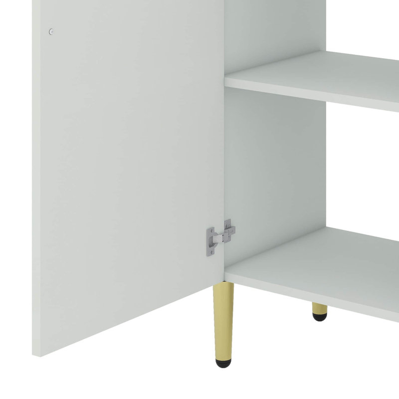 Ensemble de meuble-lavabo autoportant 21,6 pouces avec rangement à droite et pieds en métal, Blanc
