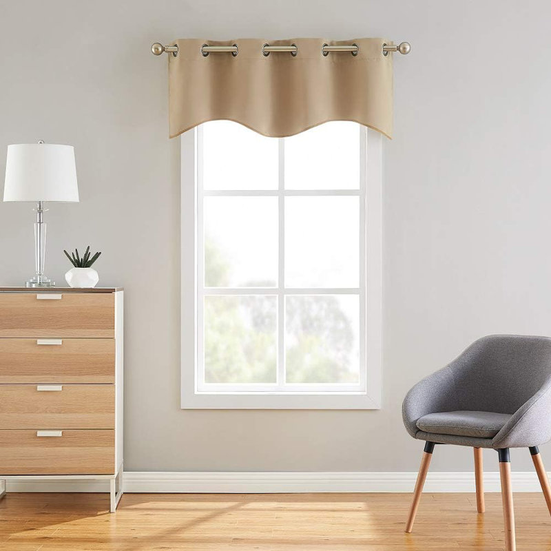 Scalloped Valance Scarf With 8 Grommets. Kitchen Valances Come in 5 Colors, Taupe