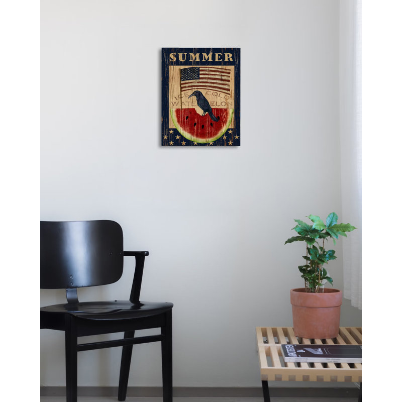 "Americana Summer Watermelon and Flag" par Beth Albert, impression sur toile tendue, H 16 po x l 12 po x P 1,5 po