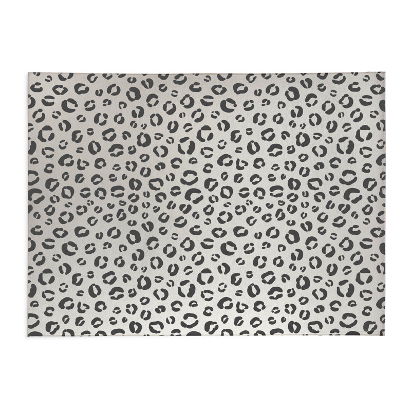 Tapis de cuisine anti-dérapant Leopard Play, Rectangle 5 pi x 7 pi, Ivoire/gris anthracite