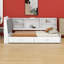 Lit plateforme simple en bois avec tablettes, 2 tiroirs et tête de lit tapissier-2125375068
