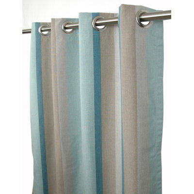 Rideau Sunbrella extérieur / intérieur 84 pouces x 50 pouces résistant à l'eau, aux intempéries, à la décoloration et aux taches avec 8 œillets en acier inoxydable Cabana granit / rayures grises