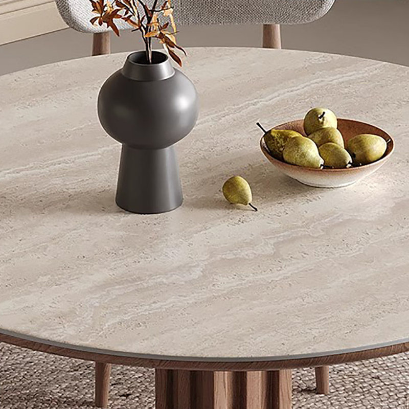 Table de salle à manger ronde moderne, base en acier inoxydable, H 29,5 po x L 43,3 po x l 43,3 po