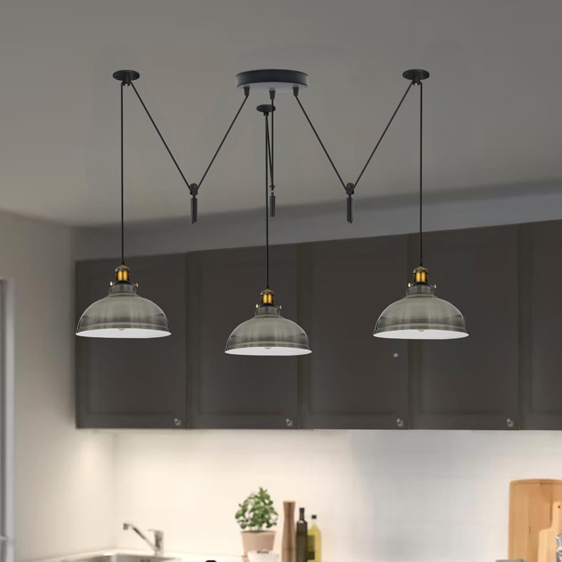 3 - Light Dome Pendant, Satin Nickel