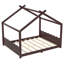 Structure de lit pour grand lit avec lattes de support pour enfants, structure de lit pour maison en bois massif avec structure d'ouverture, plate-forme de lit de jour à profil bas pour filles, sans sommier, espresso-24601600