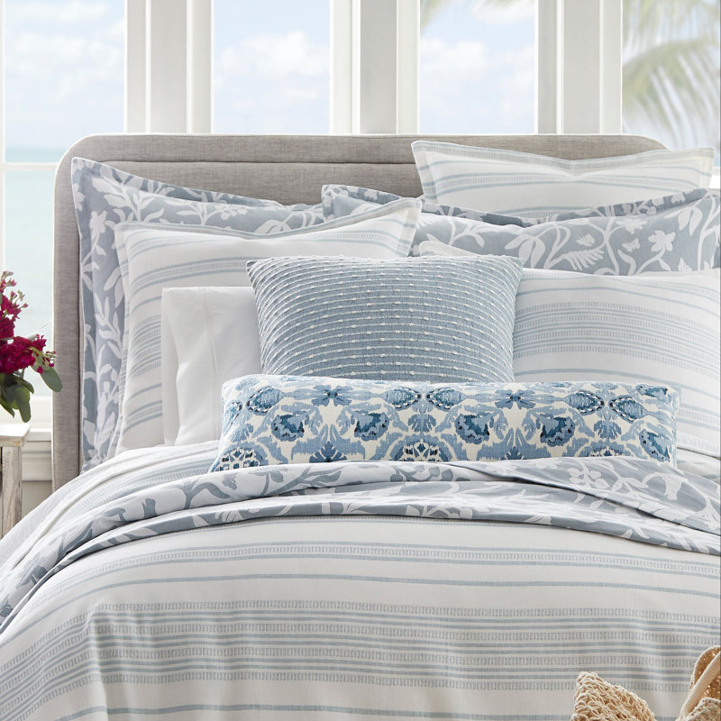 McKenzie Printed Cotton Pillow Made-To-Order, Rectangle 14"H x 36"W, Denim