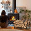Support à bois de chauffage robuste de 34 pouces 2,7 pi - Support de rangement intérieur et extérieur en bois pour foyer