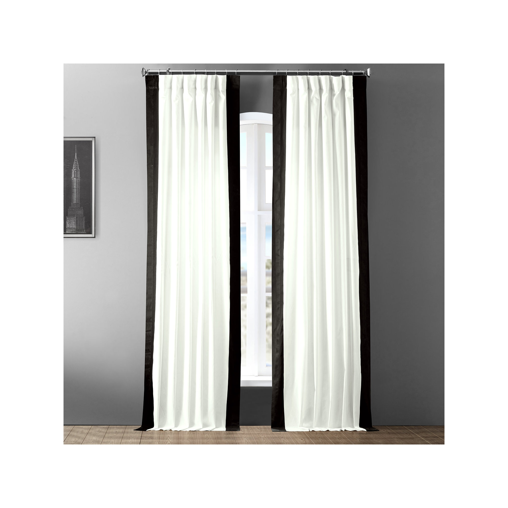 Limone Printed Cotton Curtains for Living Room & Bedroom Curtains for Large Window Single Panel Drape, 50" x 120"