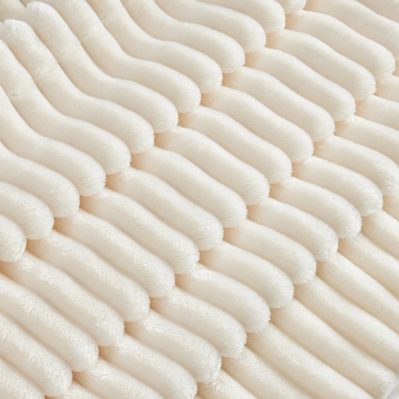 Canapé moderne sans accoudoirs 3 places Kemble, Velours côtelé crème, H 34,63 po x l 146,43 po x P 55,03 po