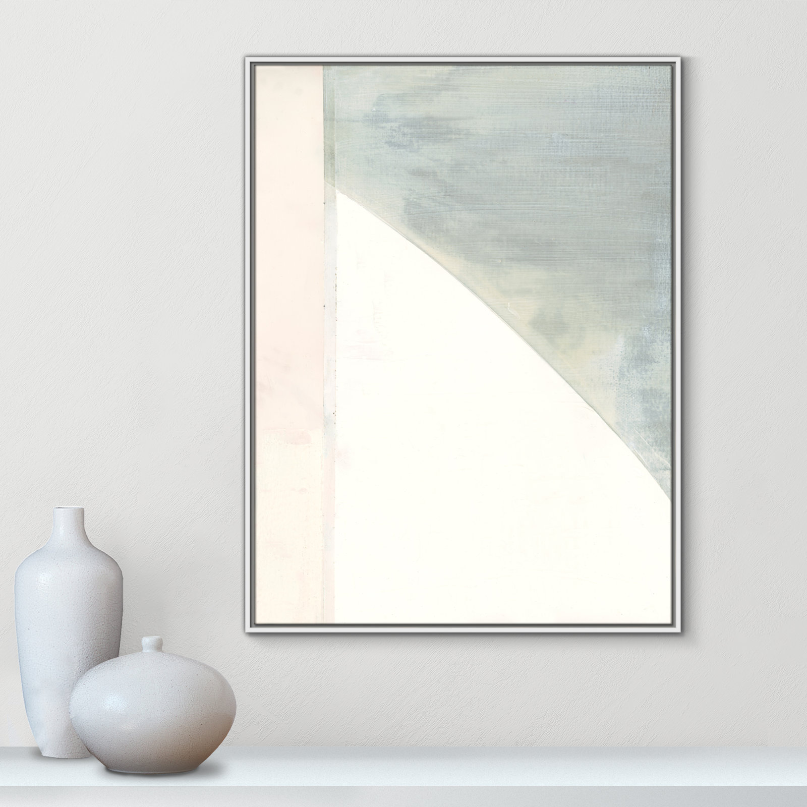 Alexandria "In Neutral I" Painting by Cartissi, White Framed Canvas, 41.5" H x 31.5" W x 2" D