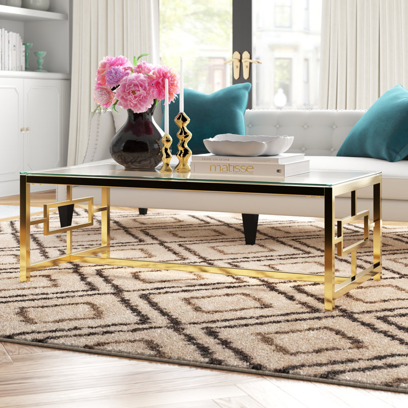 Venturi Glass Top Single Coffee Table, Gold